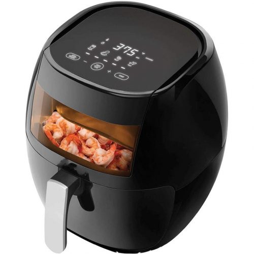 Elite® 7,7 L-es Air Fryer + receptkönyv, 1800W olaj nélküli forró levegős fritőz digitális kijelzővel, keverőlapáttal és betekintőablakkal