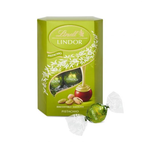 Lindt Lindor Pistachio pisztáciás tejcsokoládé golyók díszdobozban, 200g