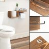 Elite Home® Falra szerelhető fa WC papír tartó tárolópolccal