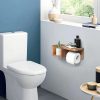 Elite Home® Falra szerelhető fa WC papír tartó tárolópolccal