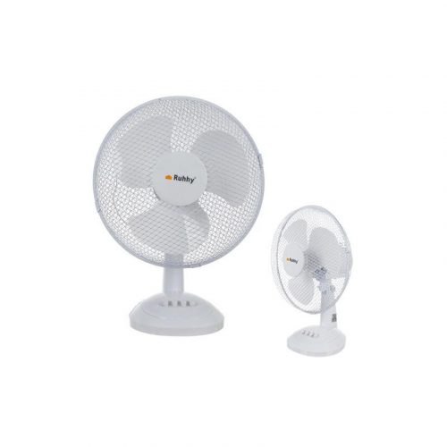 Asztali ventilátor 3 sebességi fokozattal, oszcilláló funkcióval, dönthető, 38W, fehér színben