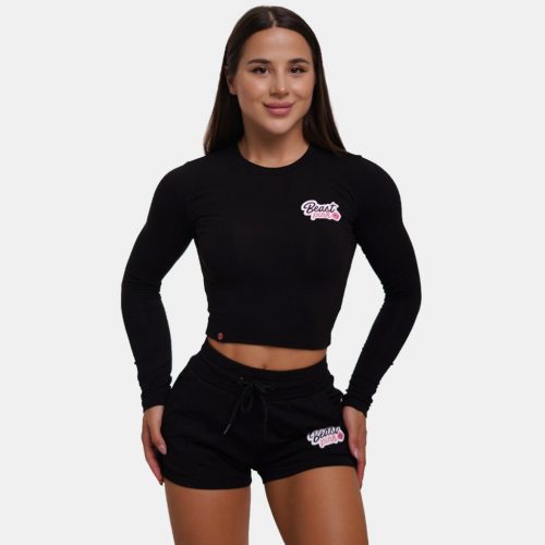 Long Sleeve Croptop Black póló - BeastPink / 33301-4-l / out of stock