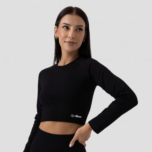 FLO Ribbed női Crop Top Black - GymBeam / 83974-2-M / out of stock