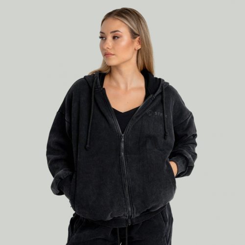 Zip Washed női kapucnis pulóver Black - STRIX / 94474-4-L / in_stock