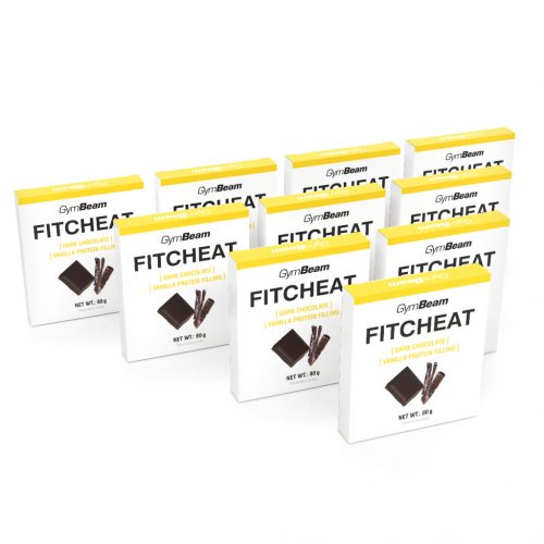 Fitcheat fehérjés csokoládé - GymBeam / 30539-11-10x80g-darkchocolatevanilla / in_stock