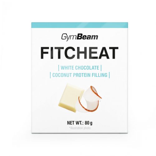 Fitcheat fehérjés csokoládé - GymBeam / 30539-12-80g-whitechocolatecoconut / in_stock