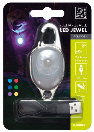 M-PETS LED villogó nyakörvre 500m látótáv USB töltős