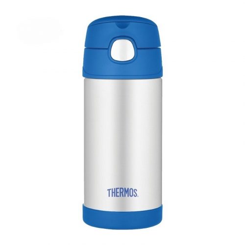 Thermos, Gyerek termosz szívószállal, kék, 355 ml