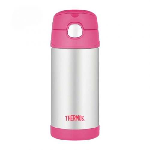 Thermos, Gyerek termosz szívószállal, rózsaszín, 355 ml