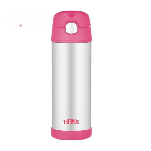 Thermos, Gyerek termosz szívószállal, rózsaszín, 470 ml