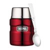 Thermos, Termosz ételekhez összerakható kanállal és bögrével, piros, 470 ml