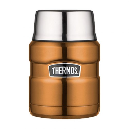 Thermos, Termosz ételekhez összerakható kanállal és bögrével, rézszinű, 470 ml