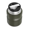 Thermos, Termosz ételekhez összerakható kanállal és bögrével, keki zöld, 470 ml