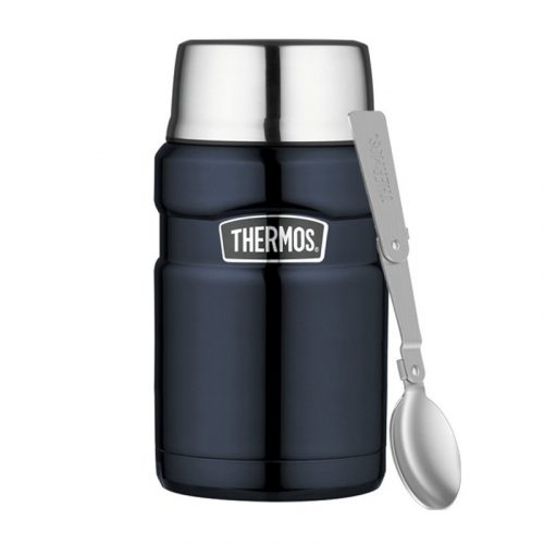 Thermos, Termosz ételekhez összerakható kanállal és bögrével, sötétkék, 710 ml