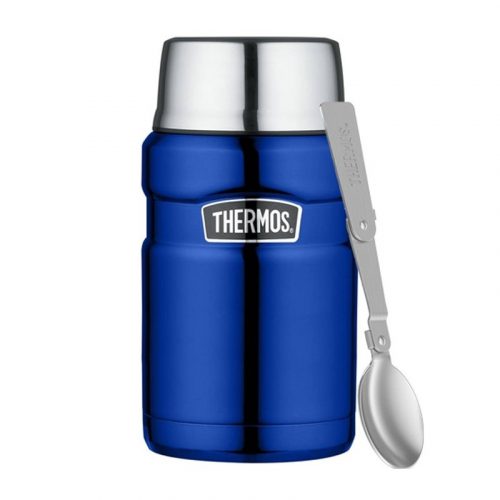 Thermos, Termosz ételekhez összerakható kanállal és bögrével, kék, 710 ml