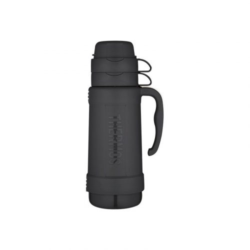 Thermos, Üvegtermosz két bögrével, fekete, 1,8 L